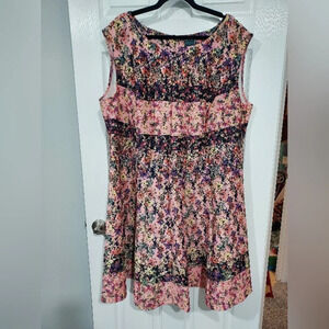 Gabby Skye Pink Floral Sleeveless Scuba Dress in Size 22W (WIDE)